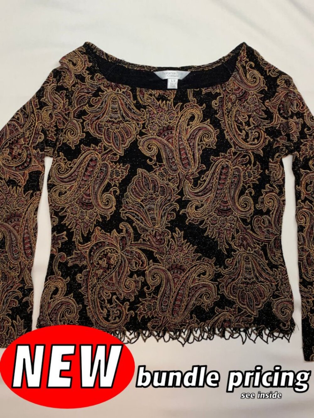 ConradC Long Sleeve Paisley Shirt/Top Size Small